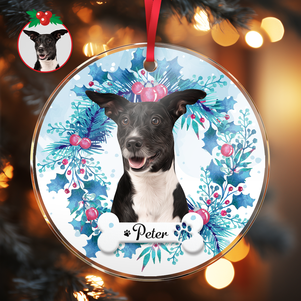 Personalized Pet Photo & Name Acrylic Christmas Ornament – Custom Pet Memorial Tree Decoration — product image 2