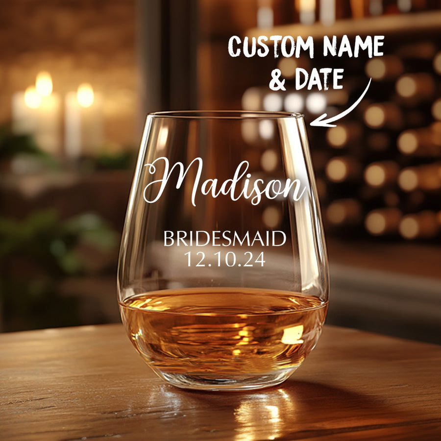 Personalized Name Red Wine Glass Bridal Party Gifts — product image
