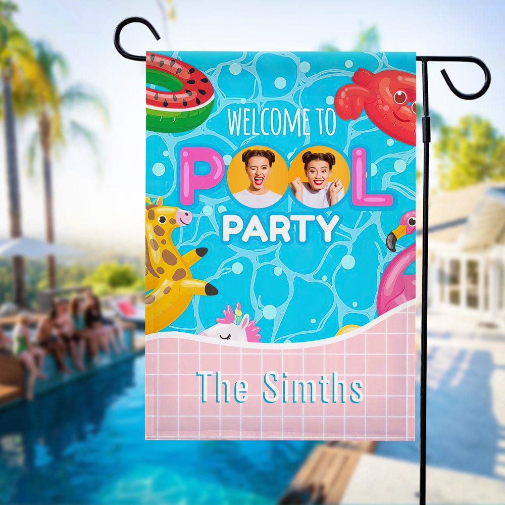 Welcome Sign Garden Flag Personalized Garden Flag for Pool Party — product image