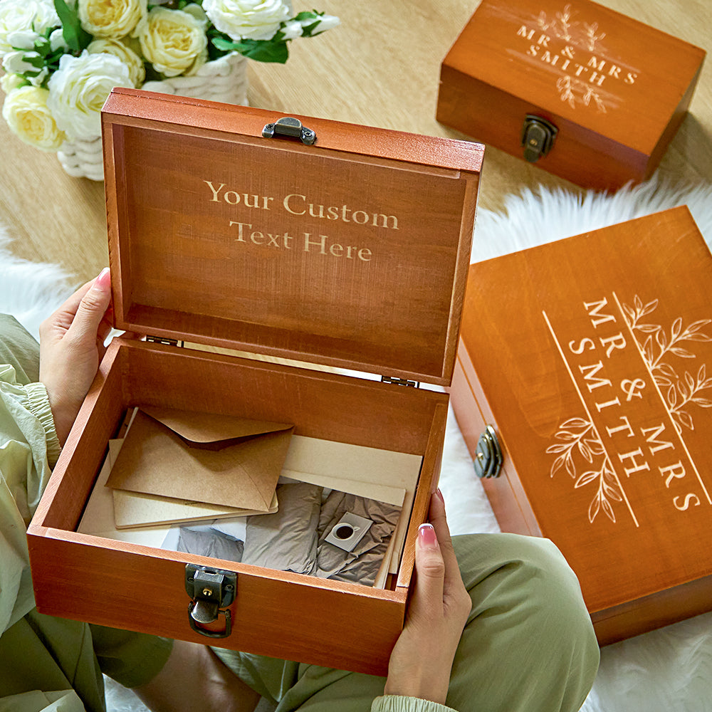 Personalized Wooden Keepsake Box Wedding Card Wood Box Wedding Gift — product image