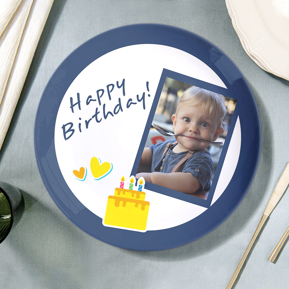 8.1 Inch Custom Photo Happy Birthday Ceramics Dinner Plates For Kids — product image