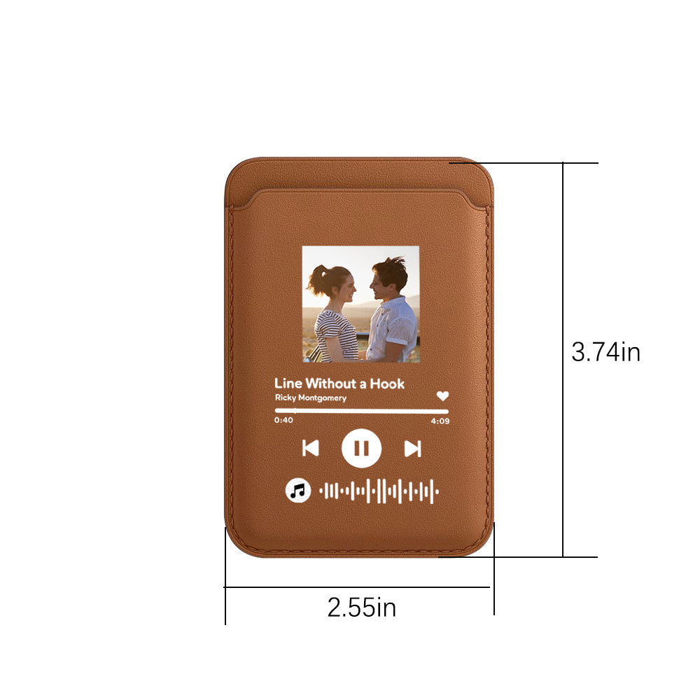 Personalized PU Leather MagSafe Wallet Custom Music Code MagSafe Card Holder for iPhone