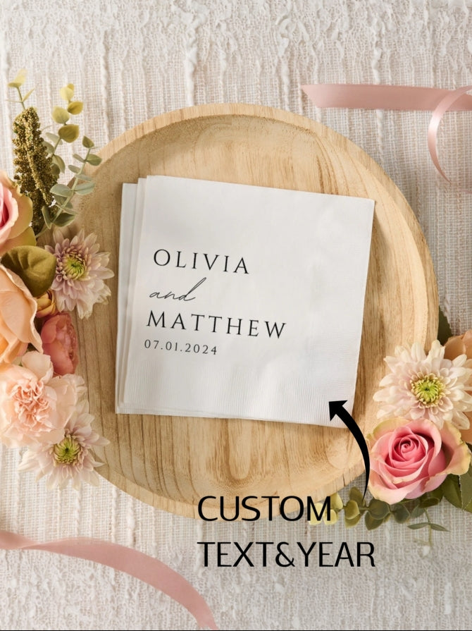 Personalized Text & Date Napkins – Custom Wedding Tableware — product image