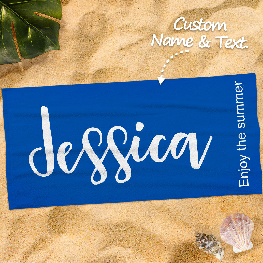 Personalized Beach Towel Custom Name Text Pool Bath Towel — product image