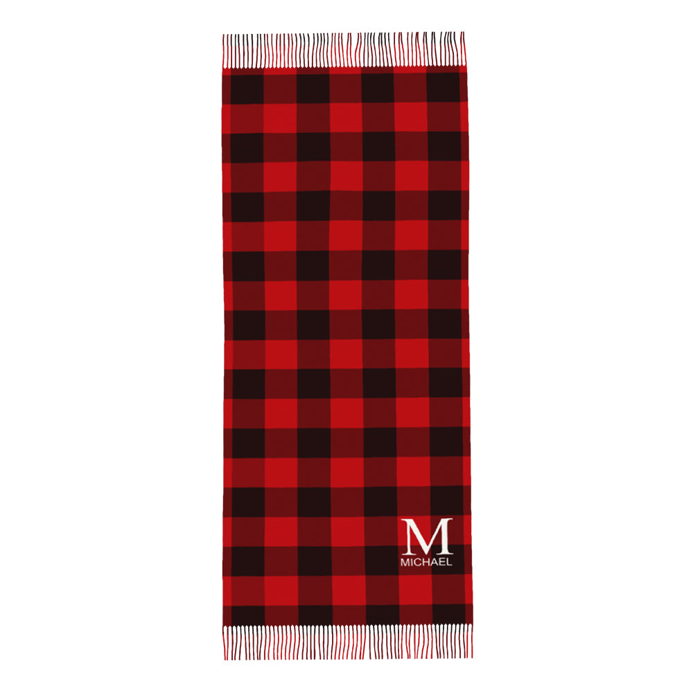 Custom Initial Name Fringe Scarf Persoalized Winter Scarves — product image 2