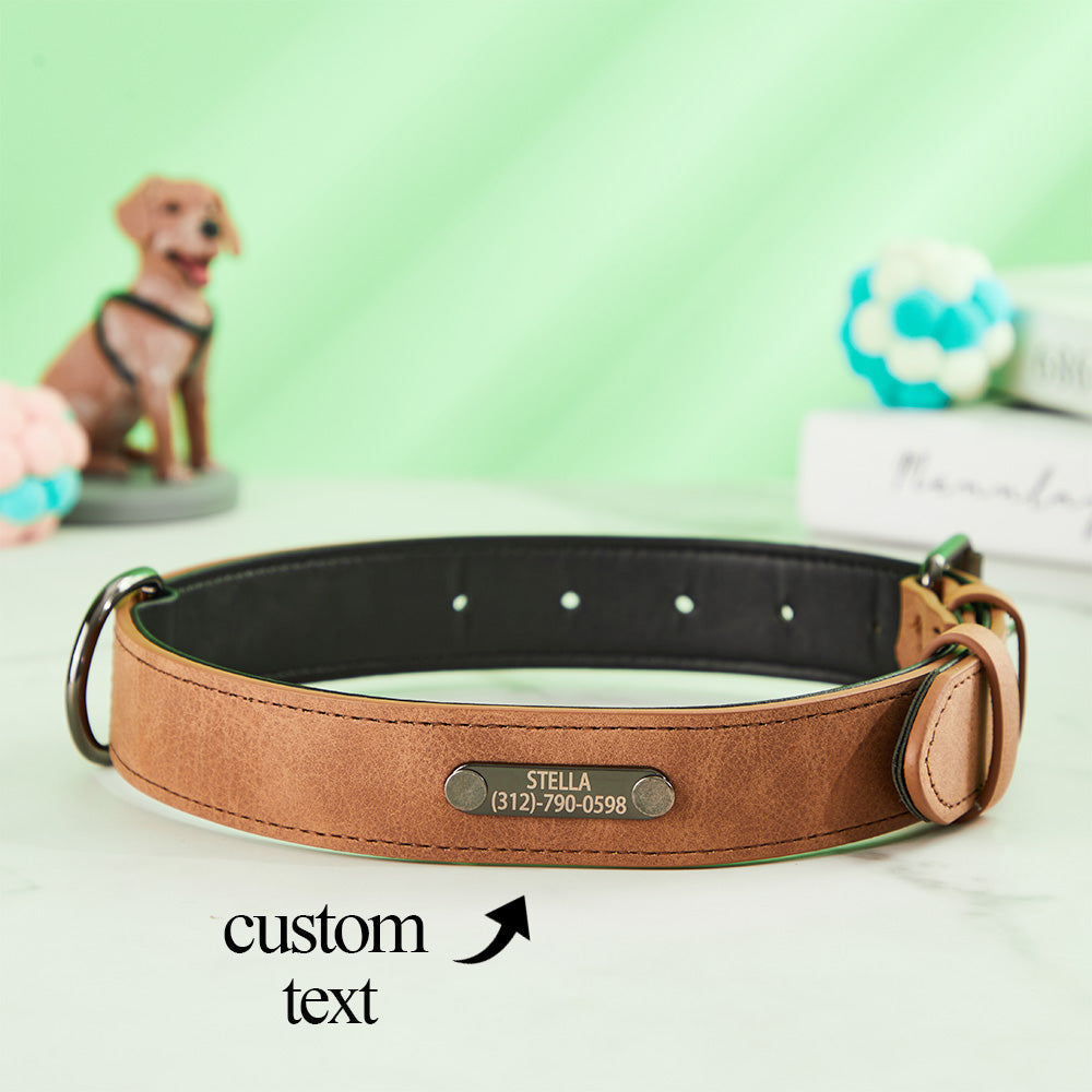 Custom Engraved Leather Dog Collar Personalized Dog Collar Gift for Pet Lover — product image 4