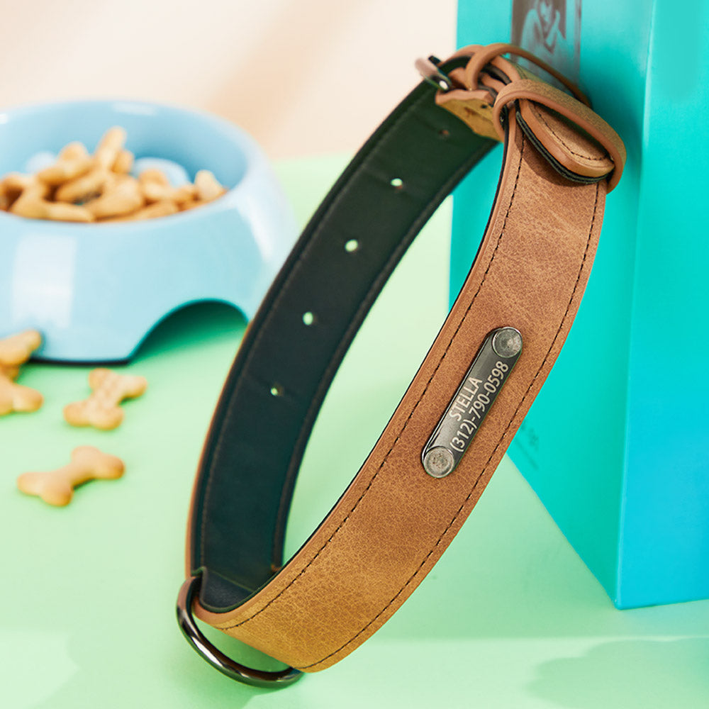 Custom Engraved Leather Dog Collar Personalized Dog Collar Gift for Pet Lover — product image 2