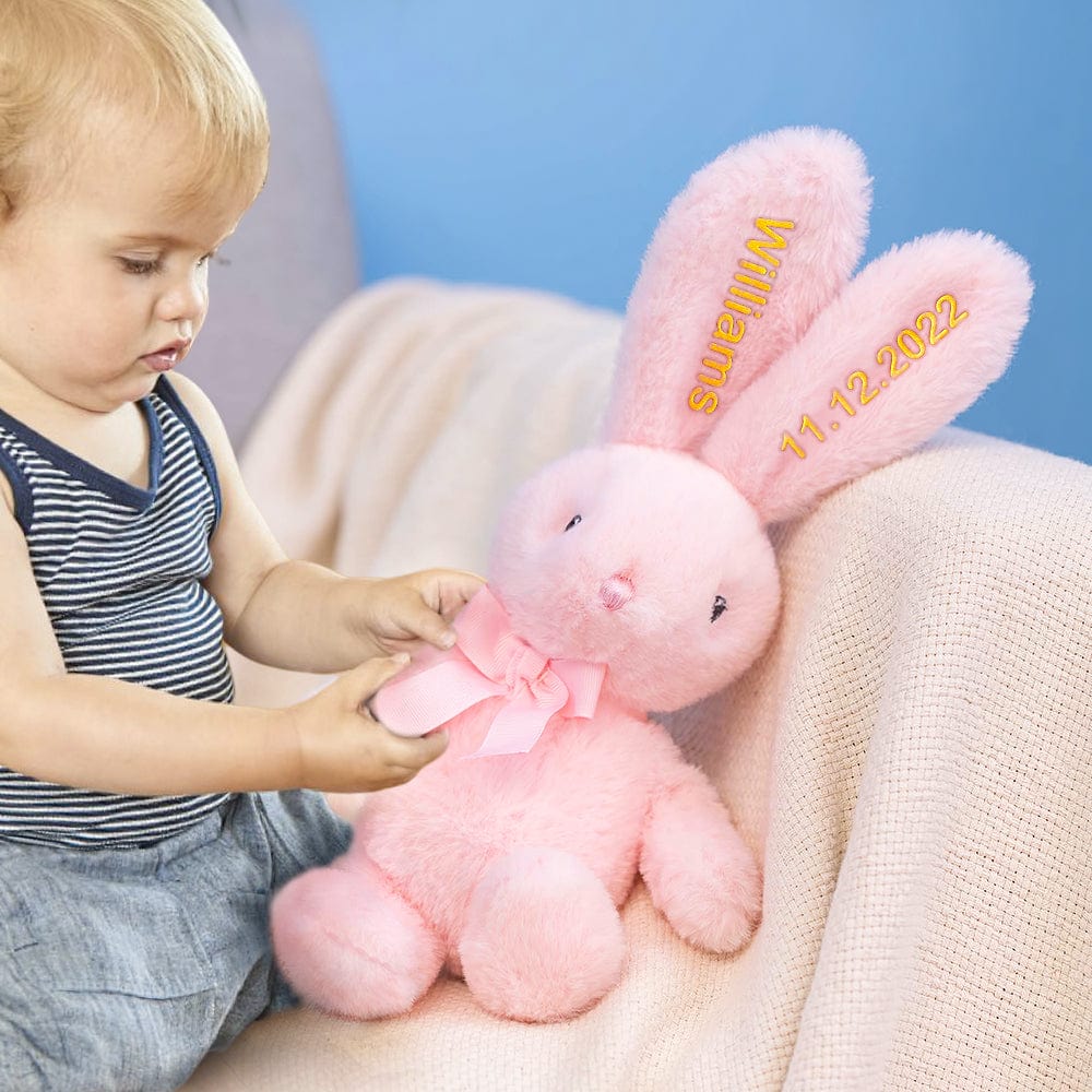 Custom Embroidered Bunny Personalised Long Ears Bunny Rabbit Easter Gift for Baby