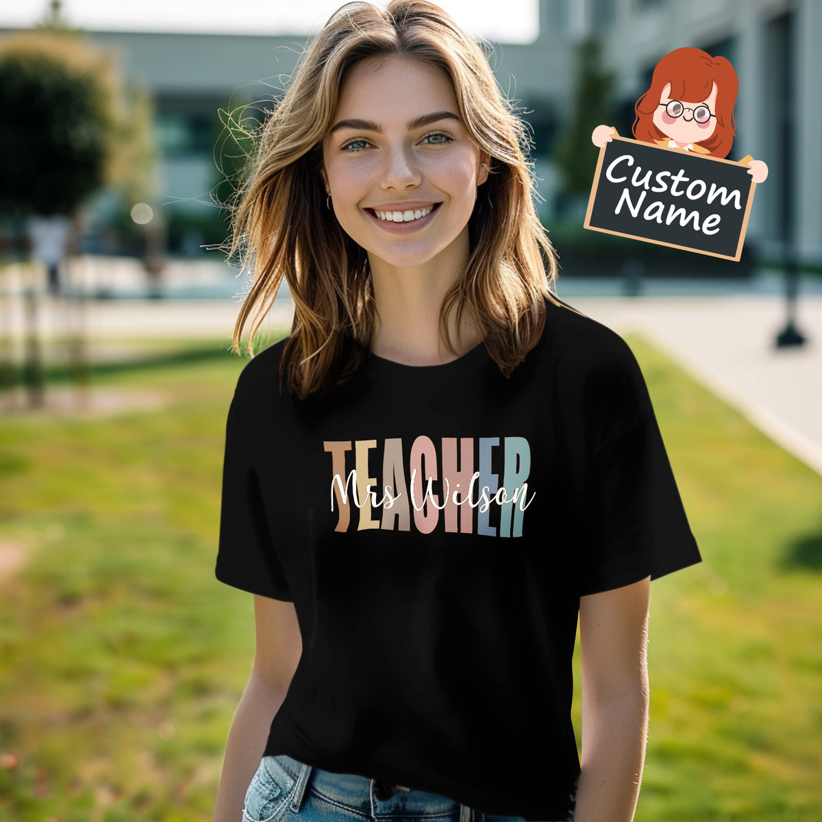 Personalized Teacher T-Shirt Teacher Custom Name Shirt Back to School Gifts — product image