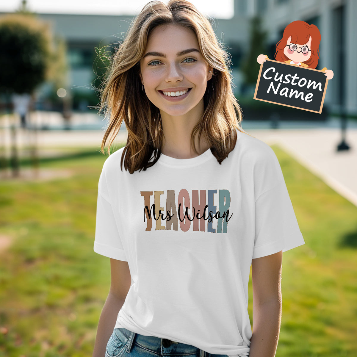 Personalized Teacher T-Shirt Teacher Custom Name Shirt Back to School Gifts — product image 2