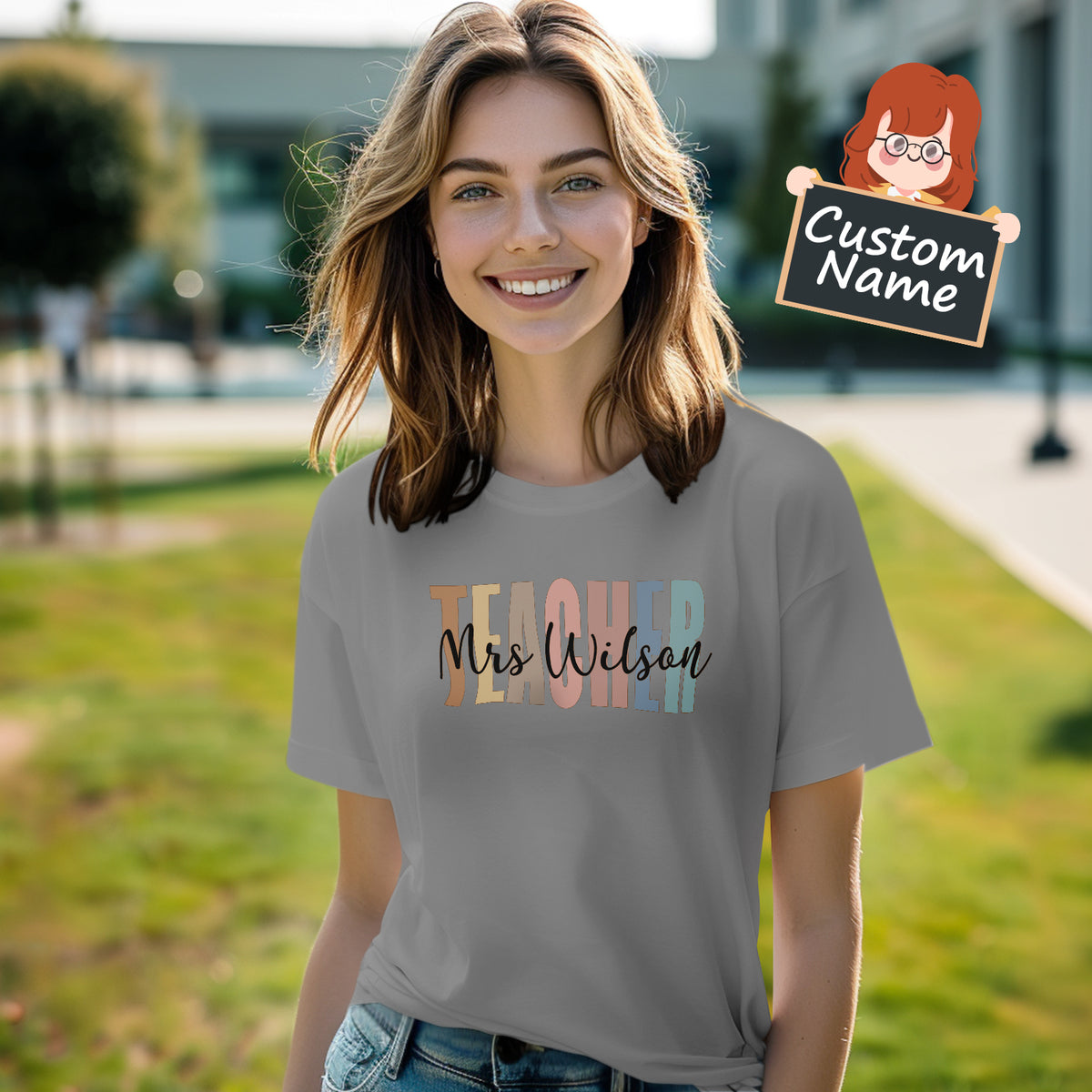 Personalized Teacher T-Shirt Teacher Custom Name Shirt Back to School Gifts — product image 3