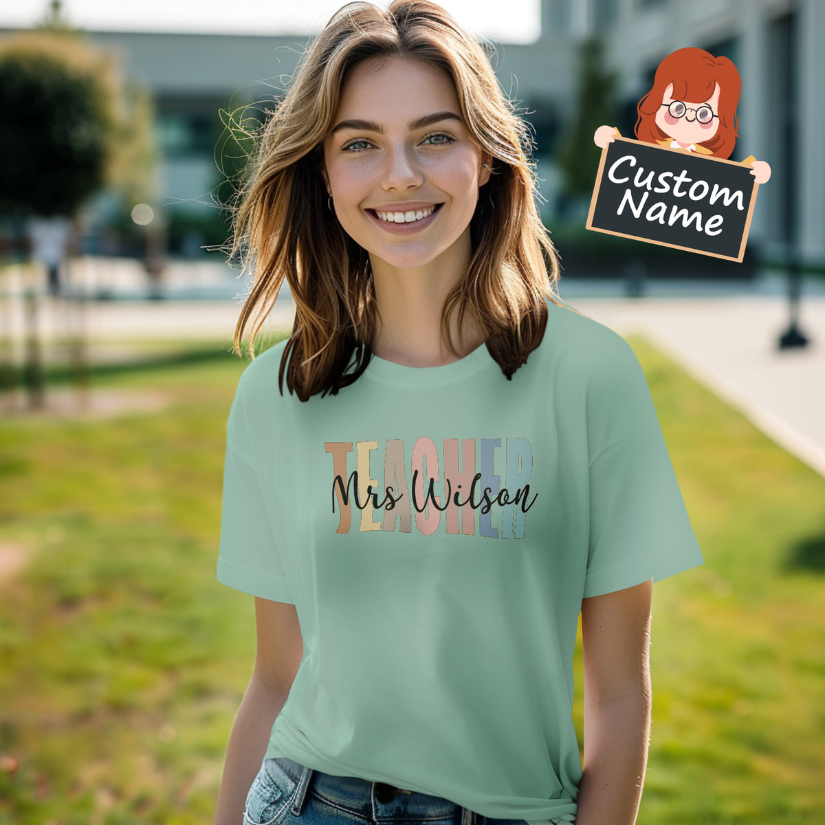 Personalized Teacher T-Shirt Teacher Custom Name Shirt Back to School Gifts — product image 5