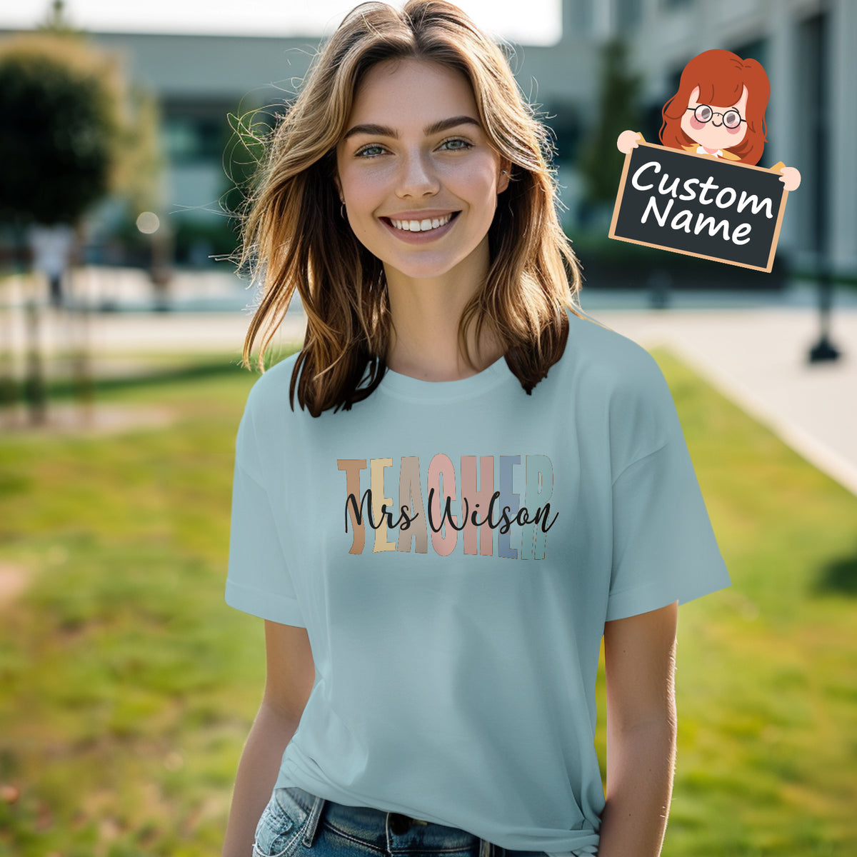 Personalized Teacher T-Shirt Teacher Custom Name Shirt Back to School Gifts — product image 6