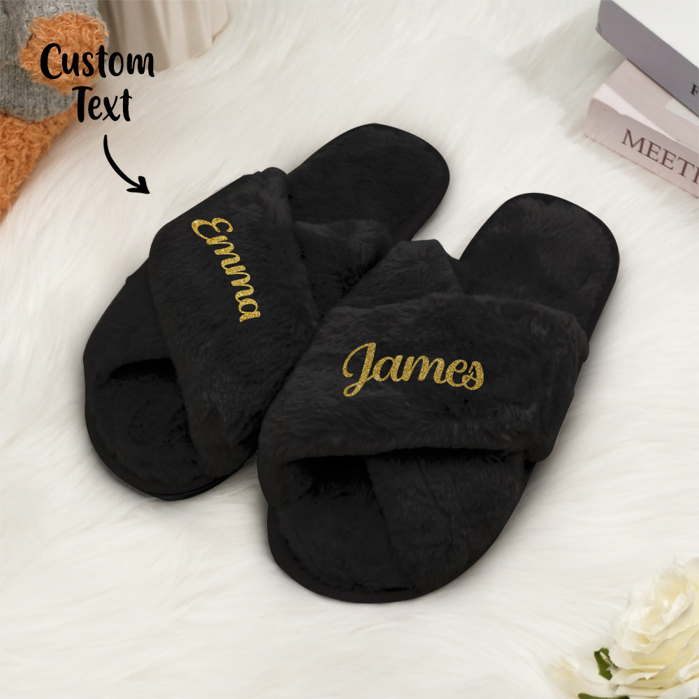 Custom Fluffy Slippers Fluffy Cross Slippers Bride Slippers Bridesmaid Gift — product image 3