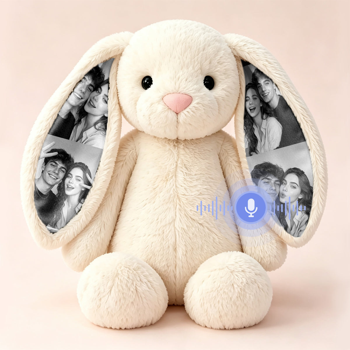 Personalized Voice Recording Bunny Plush with Hidden Photo Ears Anniversary Gift — product image 2