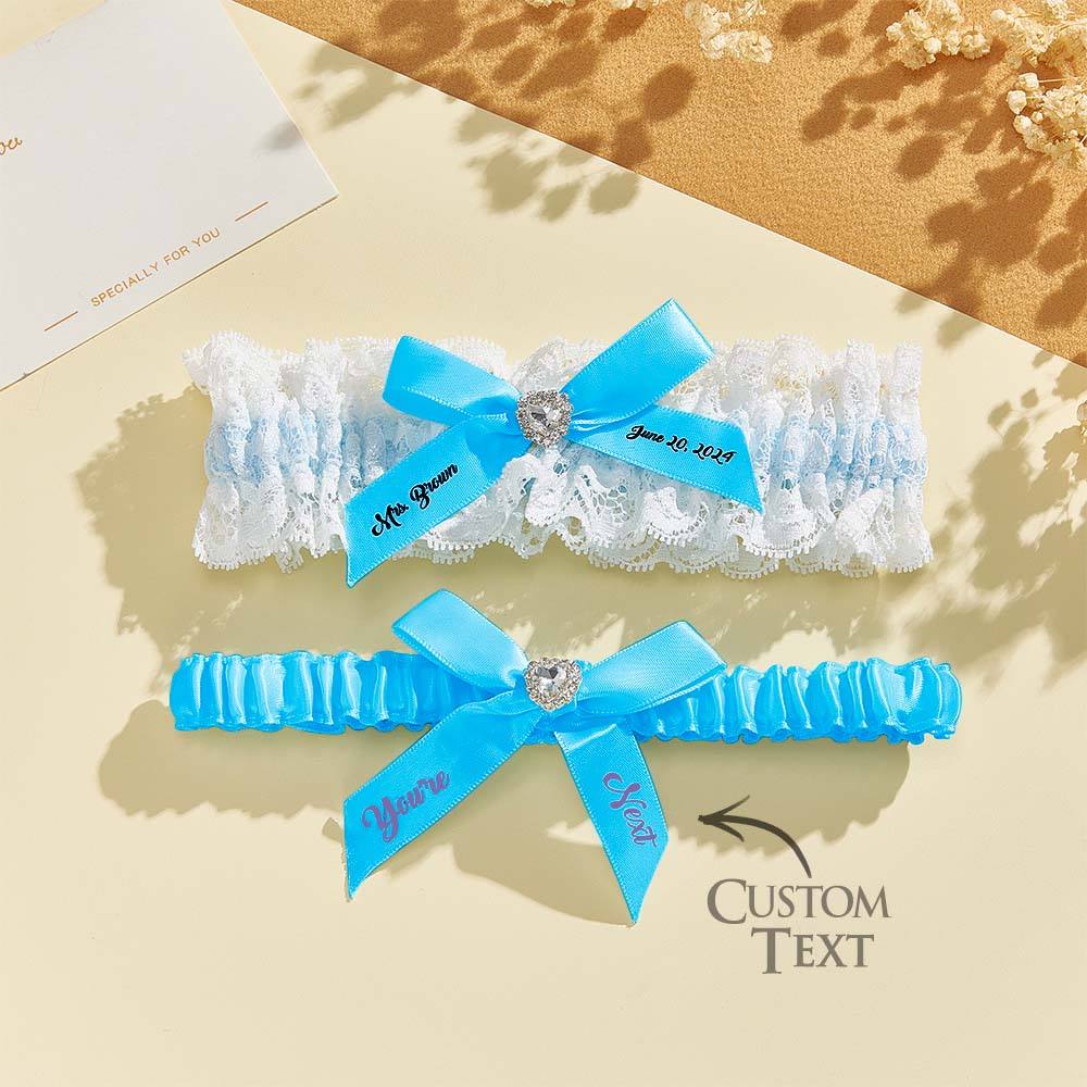 Personalized Bridal Garter Set With White Lace You're Next Bridal Garter Set Gift for Bride — product image 9