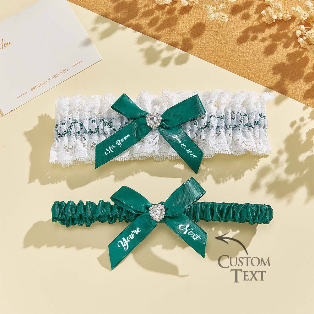 Personalized Bridal Garter Set With White Lace You're Next Bridal Garter Set Gift for Bride — product image 10