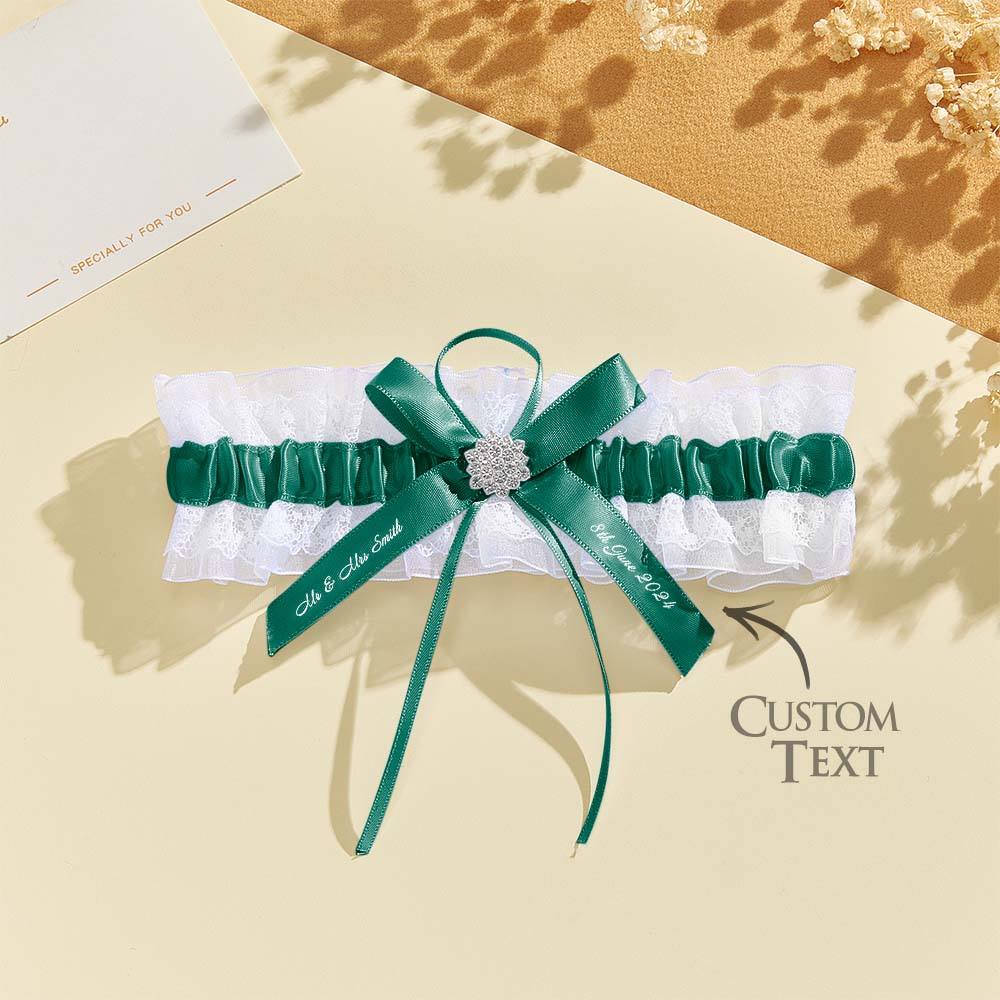 Personalized Wedding Garter with Name and Wedding Date Excellent Gift for the Bride Something Blue — product image 8