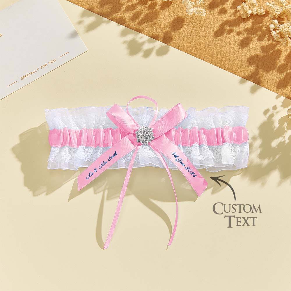 Personalized Wedding Garter with Name and Wedding Date Excellent Gift for the Bride Something Blue — product image 10