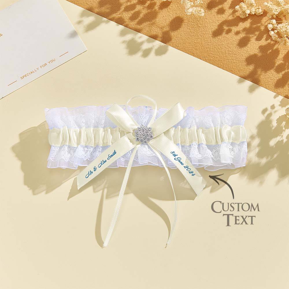 Personalized Wedding Garter with Name and Wedding Date Excellent Gift for the Bride Something Blue — product image 11
