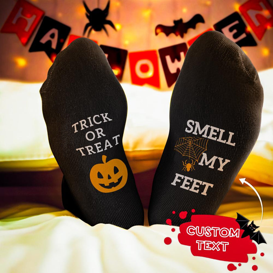 Custom Text Socks Trick Or Treat Funny Halloween Gift — product image