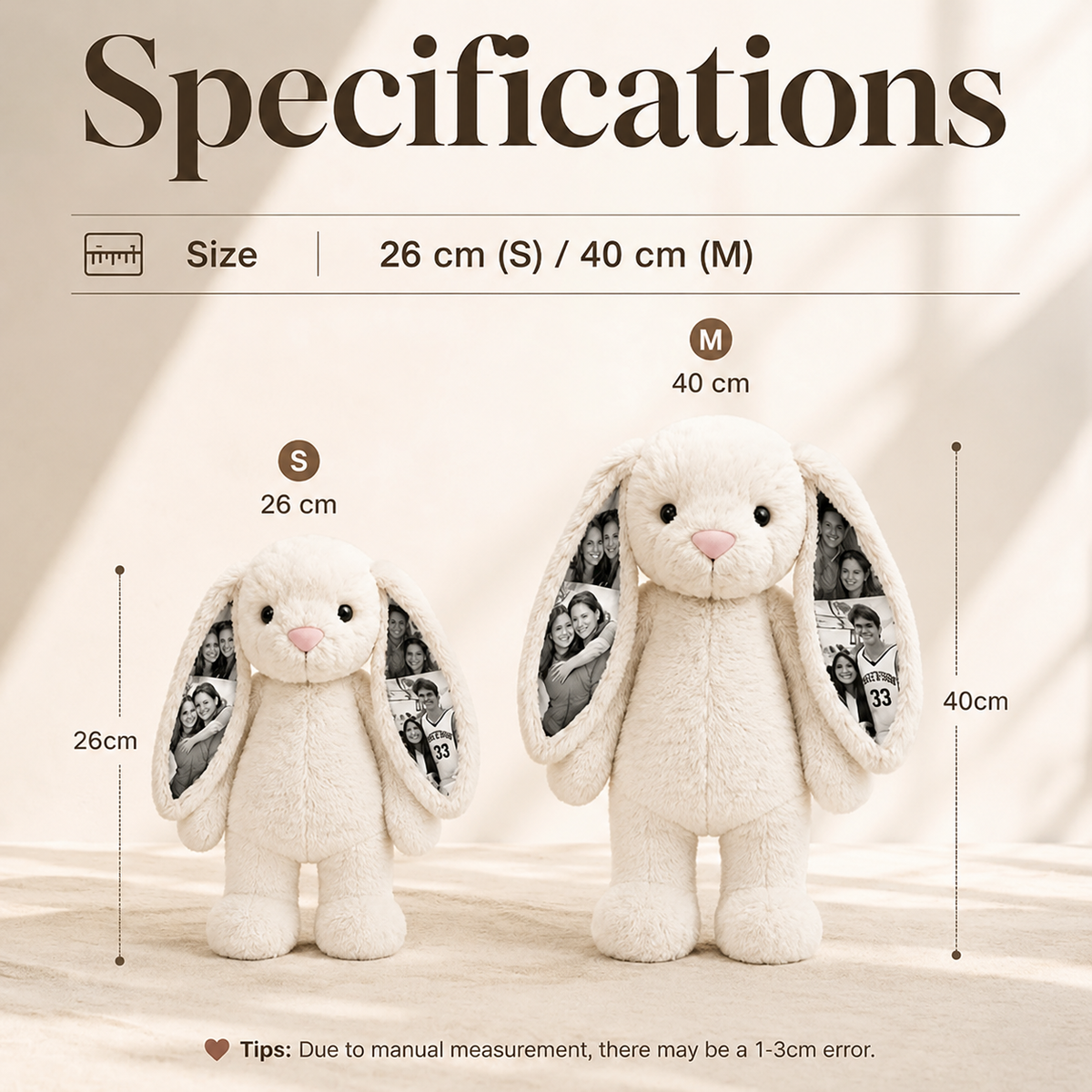 Personalized Voice Recording Bunny Plush with Hidden Photo Ears Anniversary Gift — product image 3