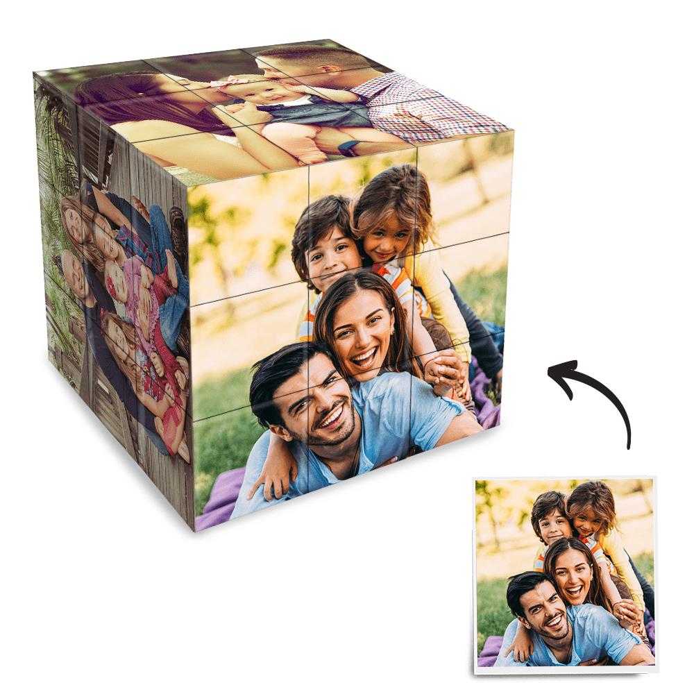 Personalised Magic Cube Picture Cube Gift For Dad With Wooden Rubic's Cube Bracket — product image 2