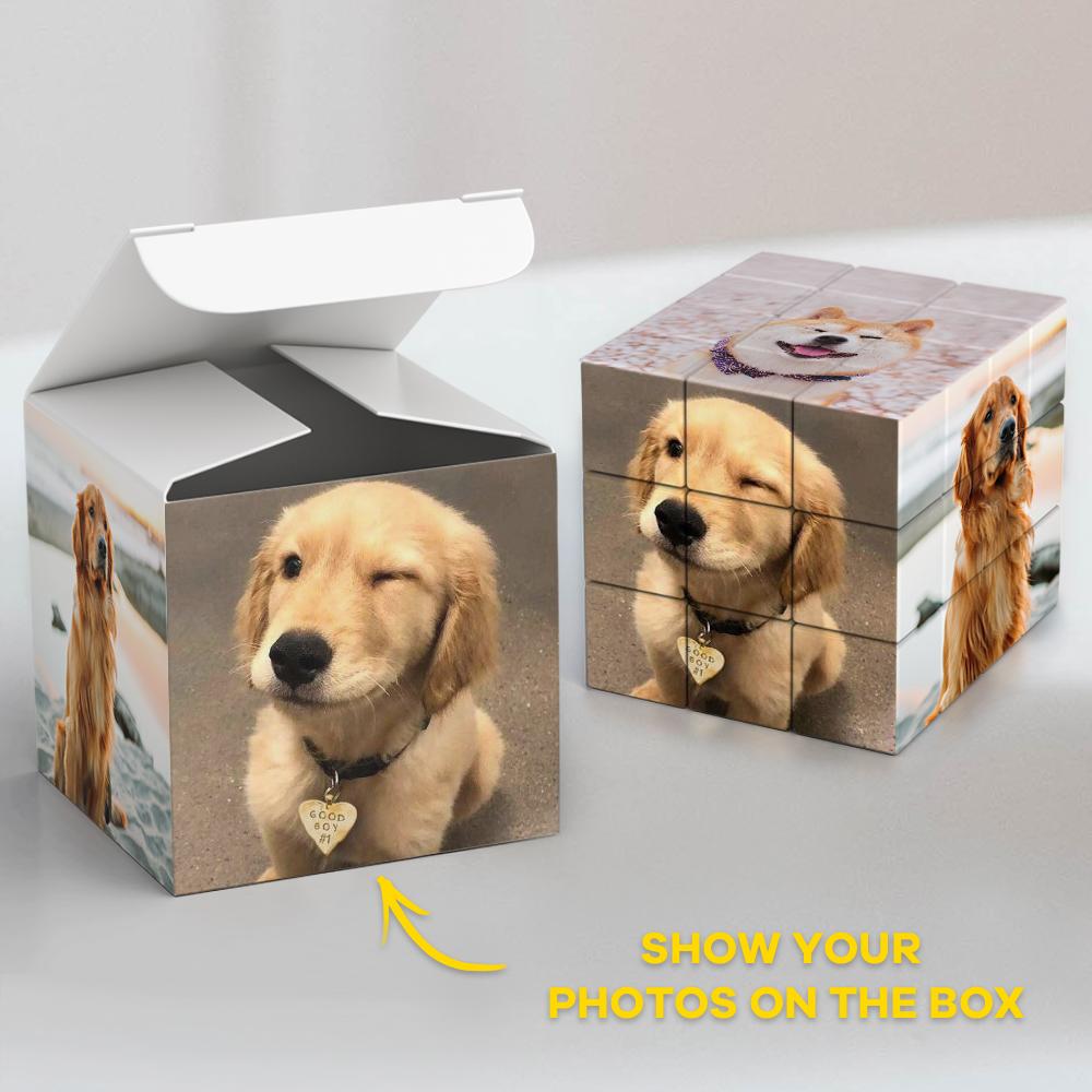 Personalised Magic Cube Picture Cube Gift For Dad With Wooden Rubic's Cube Bracket — product image 3