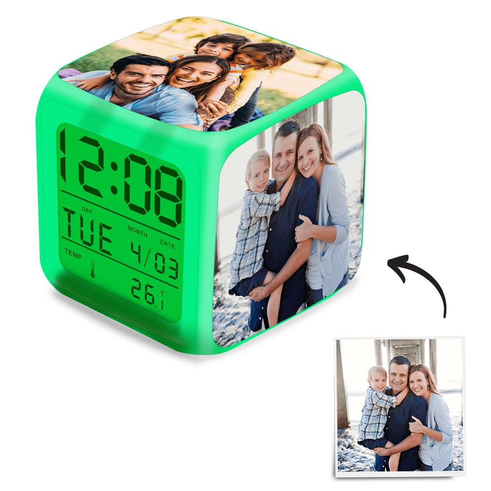 Personalized Colorful Lights Multi-Photo Alarm Clock For Bedroom — product image 2