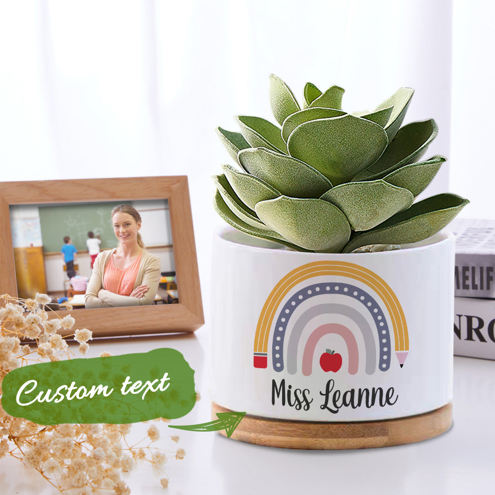 Personalized Teacher Flower Pot Rainbow Planter Back to School Gift for Teacher — product image