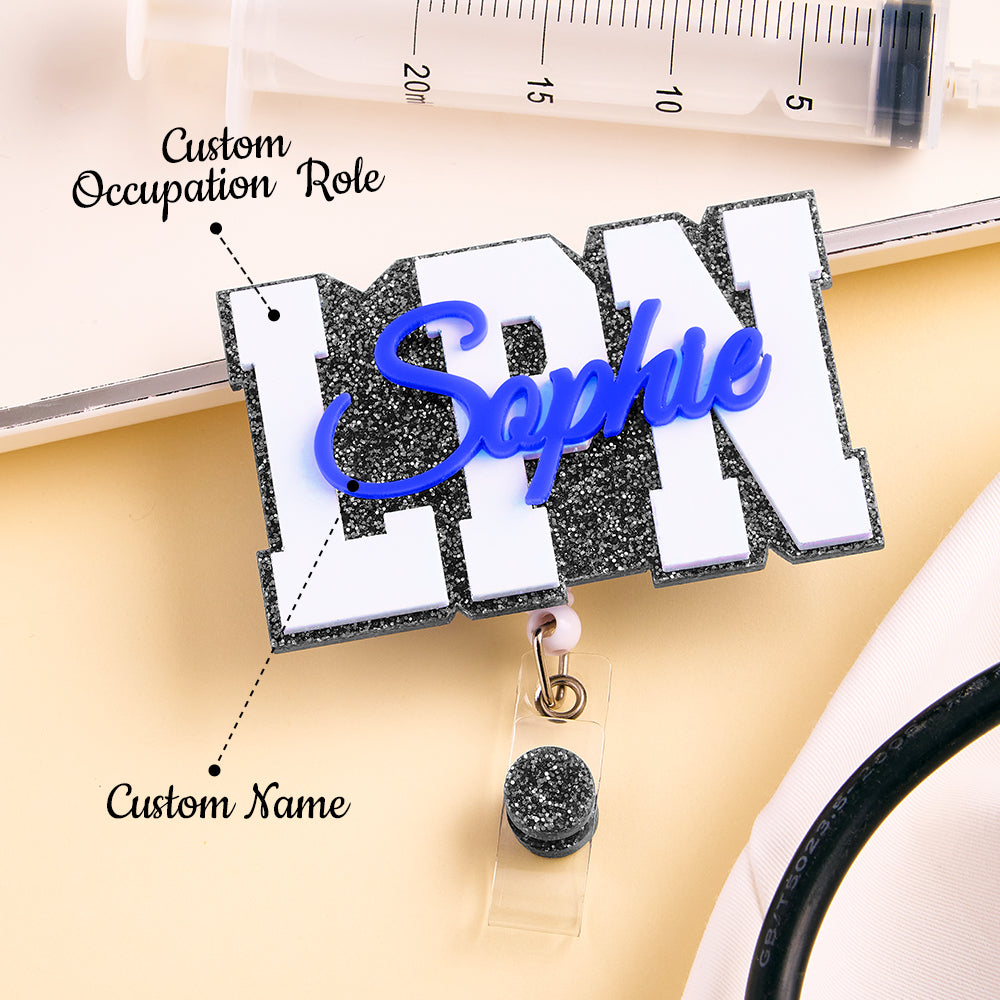 Personalized Glitter ID Badge Reel with Name Acrylic Badge Reel Gifts for Nurse Doctor — product image 4