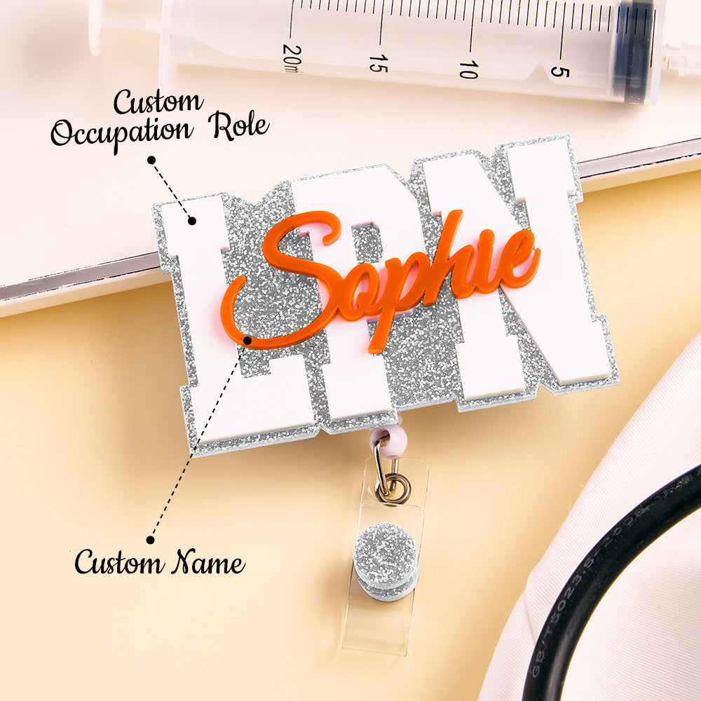 Personalized Glitter ID Badge Reel with Name Acrylic Badge Reel Gifts for Nurse Doctor — product image 5