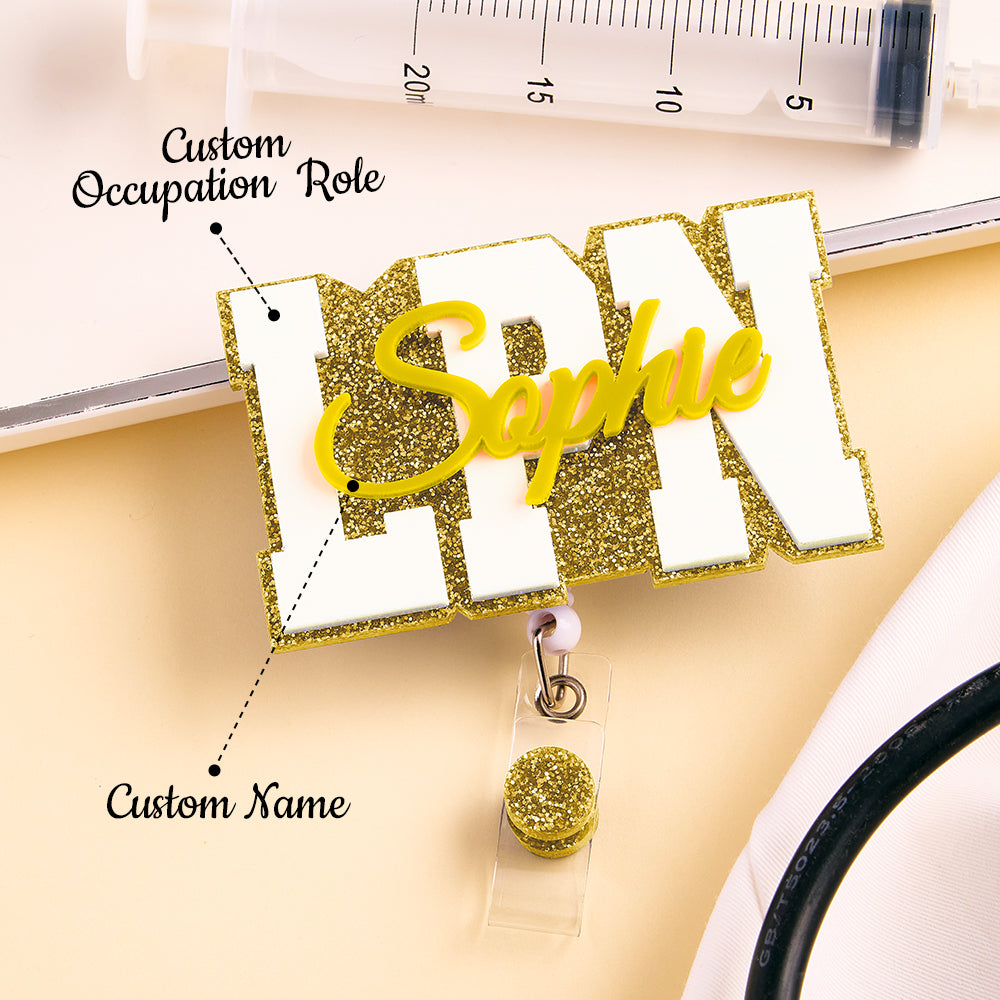 Personalized Glitter ID Badge Reel with Name Acrylic Badge Reel Gifts for Nurse Doctor — product image 6