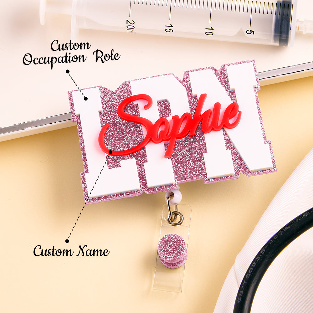 Personalized Glitter ID Badge Reel with Name Acrylic Badge Reel Gifts for Nurse Doctor — product image 7