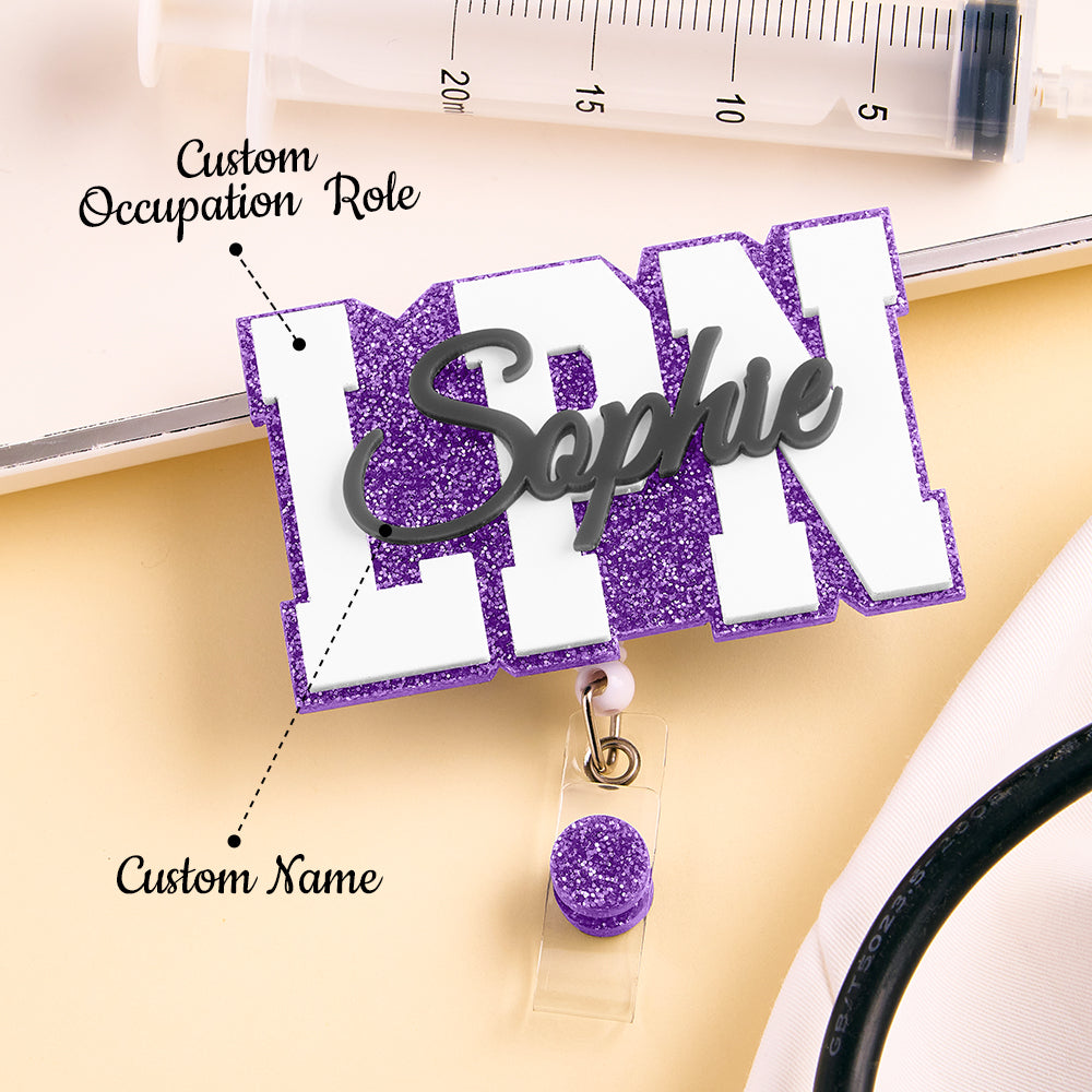 Personalized Glitter ID Badge Reel with Name Acrylic Badge Reel Gifts for Nurse Doctor — product image 9