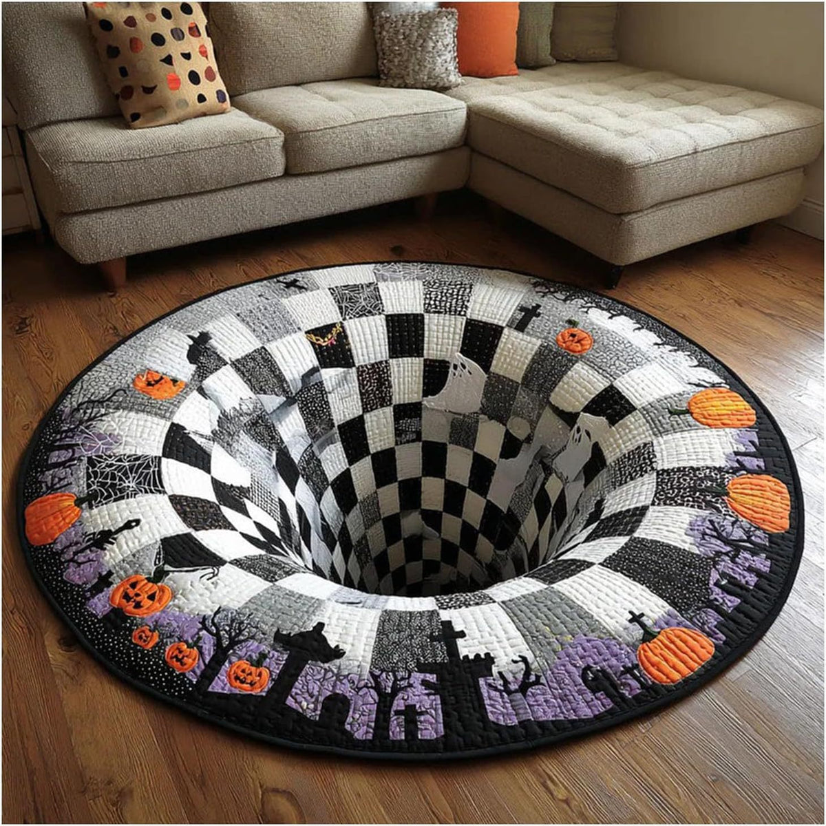 3D Optical Illusion Halloween Rug, Bottomless Hole Spooky Non-Slip Area Rug for Halloween Party & Home Decor — product image 12