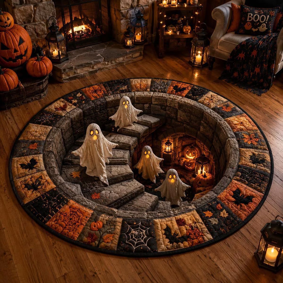 3D Optical Illusion Halloween Rug, Bottomless Hole Spooky Non-Slip Area Rug for Halloween Party & Home Decor — product image 3