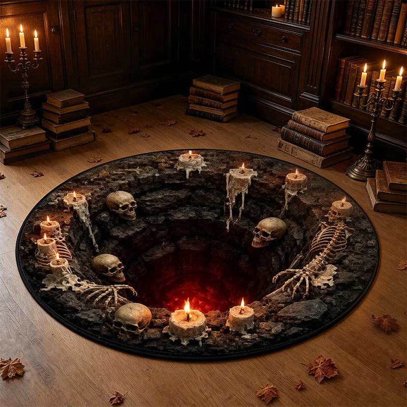 3D Optical Illusion Halloween Rug, Bottomless Hole Spooky Non-Slip Area Rug for Halloween Party & Home Decor — product image