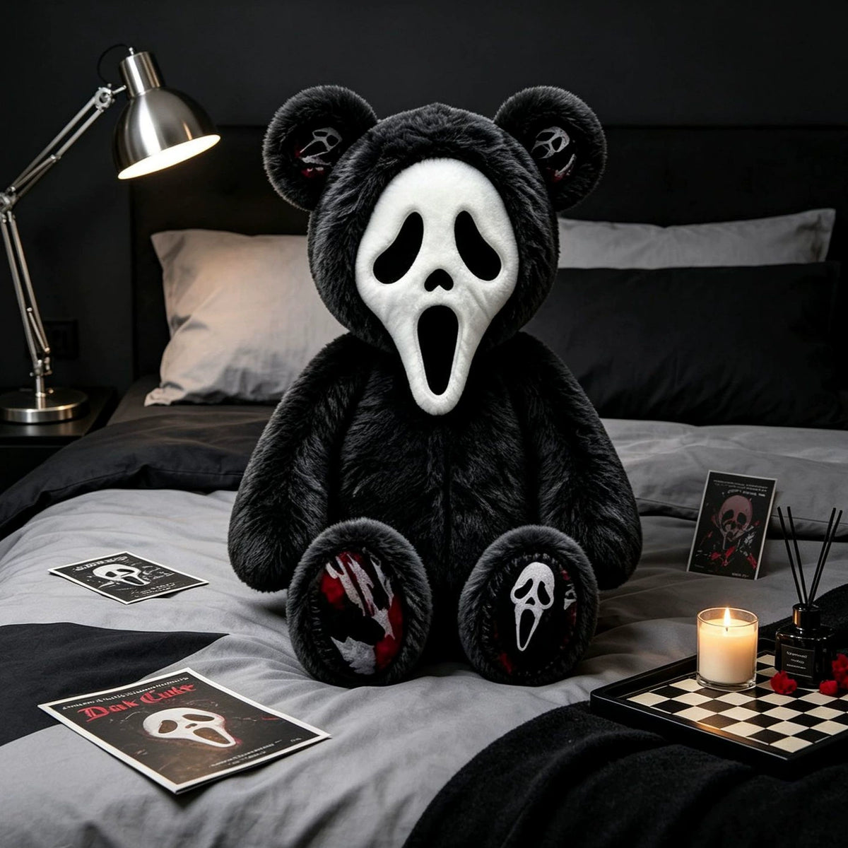 Black Bear Ghost Face Plush – Cute Spooky Halloween Stuffed Bear Toy, Gothic Horror Gift for Halloween Lovers — product image 3