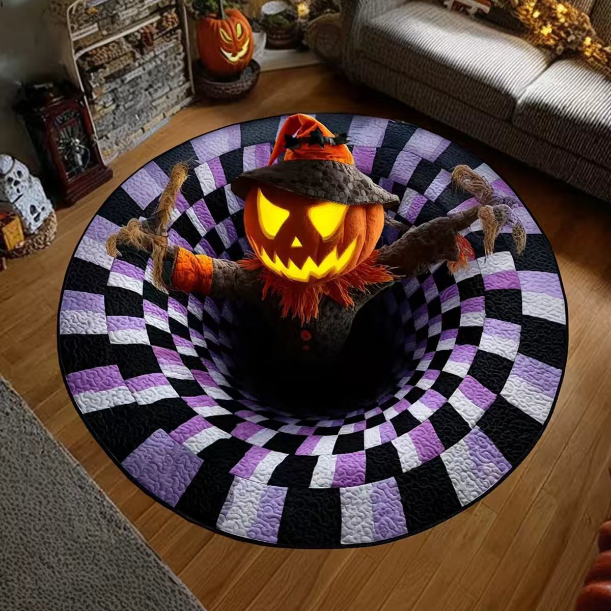 3D Optical Illusion Halloween Rug, Bottomless Hole Spooky Non-Slip Area Rug for Halloween Party & Home Decor — product image 2