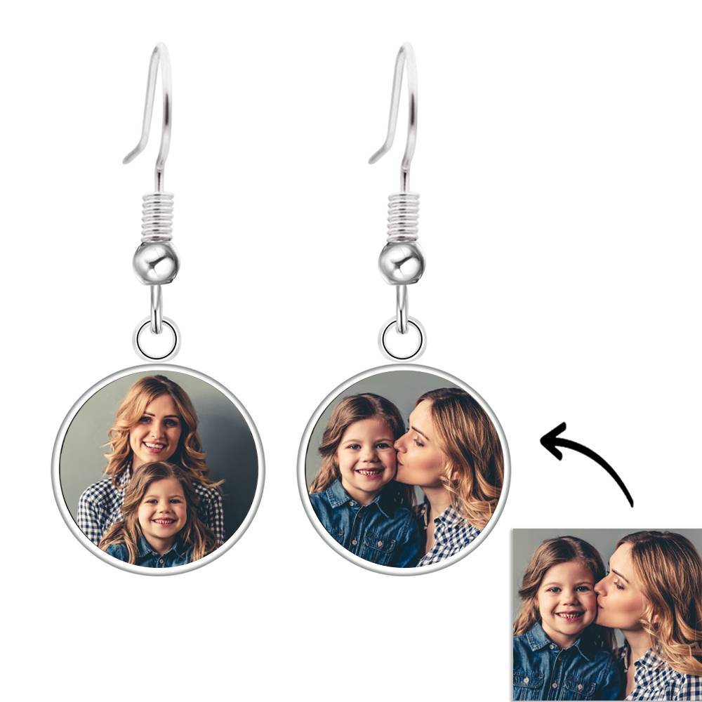 Personalized Photo Drop Earrings Two Photos Unique Jewelry For Women — product image