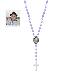 Custom Photo Rosary Beads Cross Necklace – Personalized Memorial Gift for Women