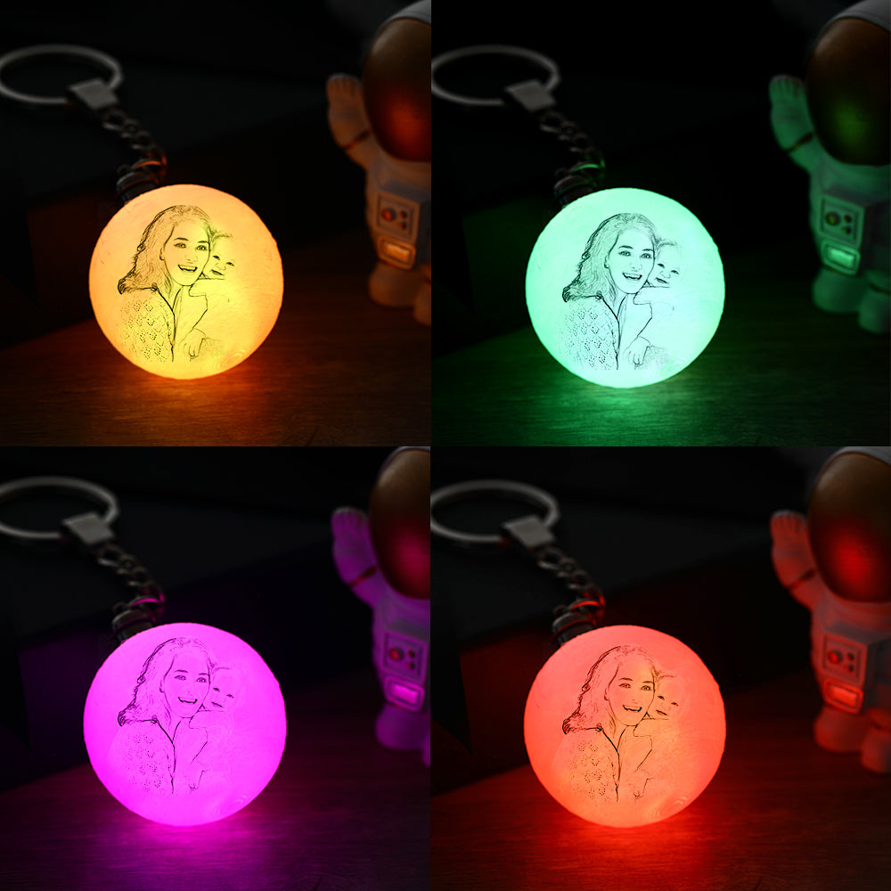Custom 3D Printed Photo Moon Lamp Keychain — product image 3