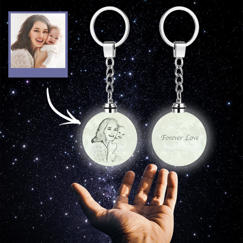 Custom 3D Printed Photo Moon Lamp Keychain — product image