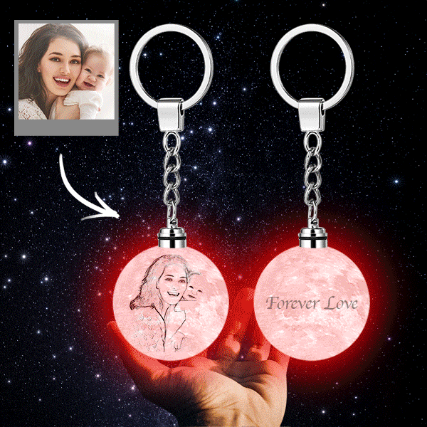 Custom 3D Printed Photo Moon Lamp Keychain — product image 2