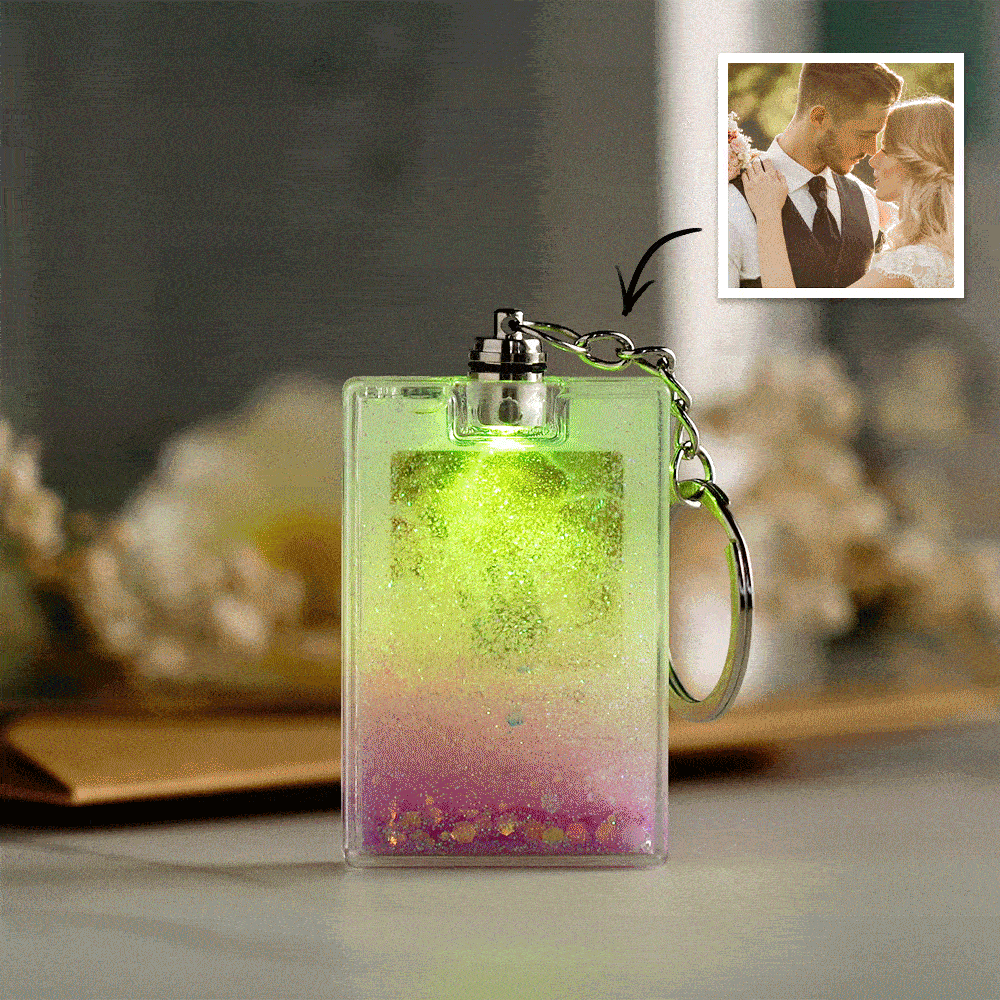 Custom Photo Scannable Music Code Illuminated Quicksand Keychain Gift — product image