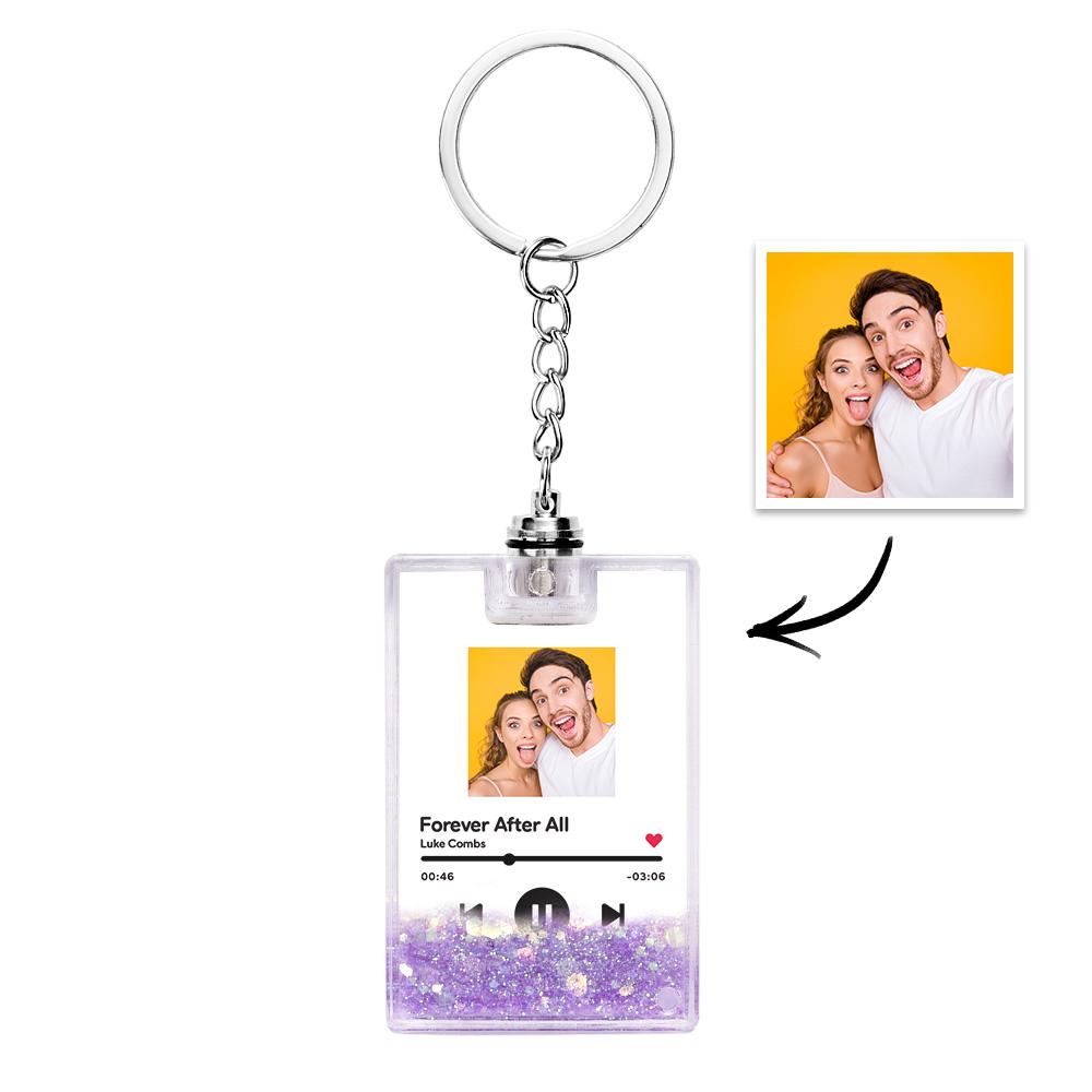 Custom Photo Scannable Music Code Illuminated Quicksand Keychain Gift — product image 2
