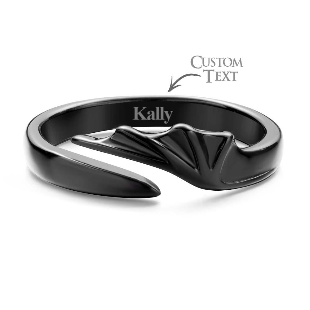 Engravable Wings Devil and Angel Ring Simple Trendy Couple Open Rings — product image 2
