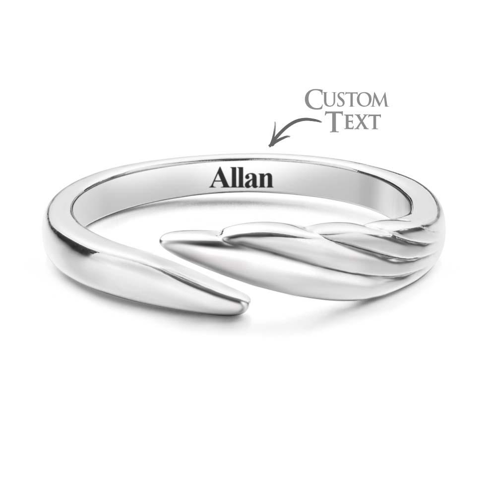Engravable Wings Devil and Angel Ring Simple Trendy Couple Open Rings — product image