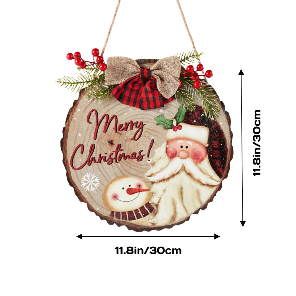 Christmas Welcome Sign for Front Door Wood Farmhouse Wreath Porch Decor Hanging Decoration Gifts